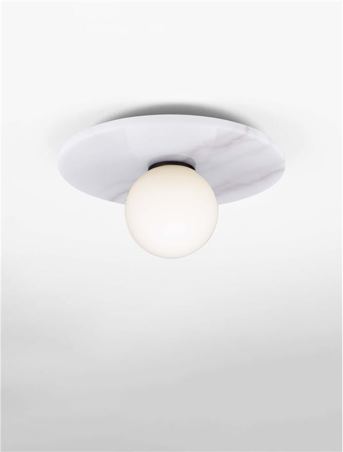 IDO White Marble & Opal Glass Semi-Flush Ceiling Light - ID 14115