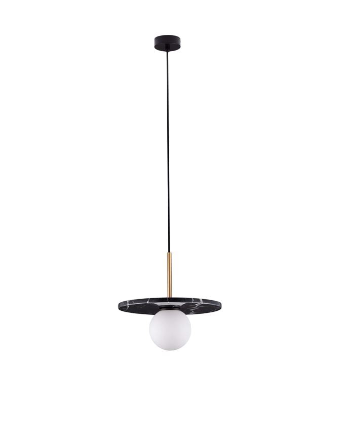 IDO Black Marble & Opal Glass Pendant - ID 14112