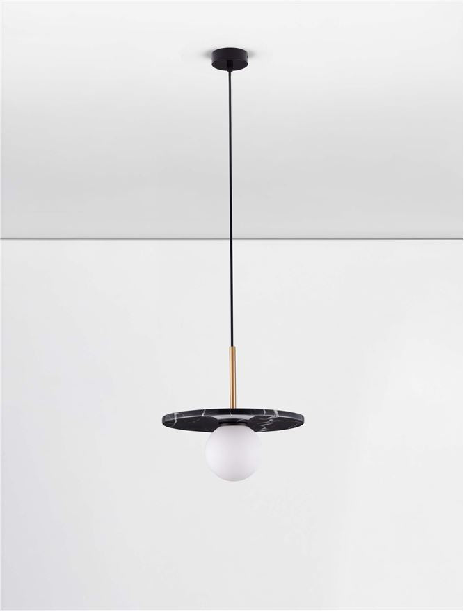 IDO Black Marble & Opal Glass Pendant - ID 14112