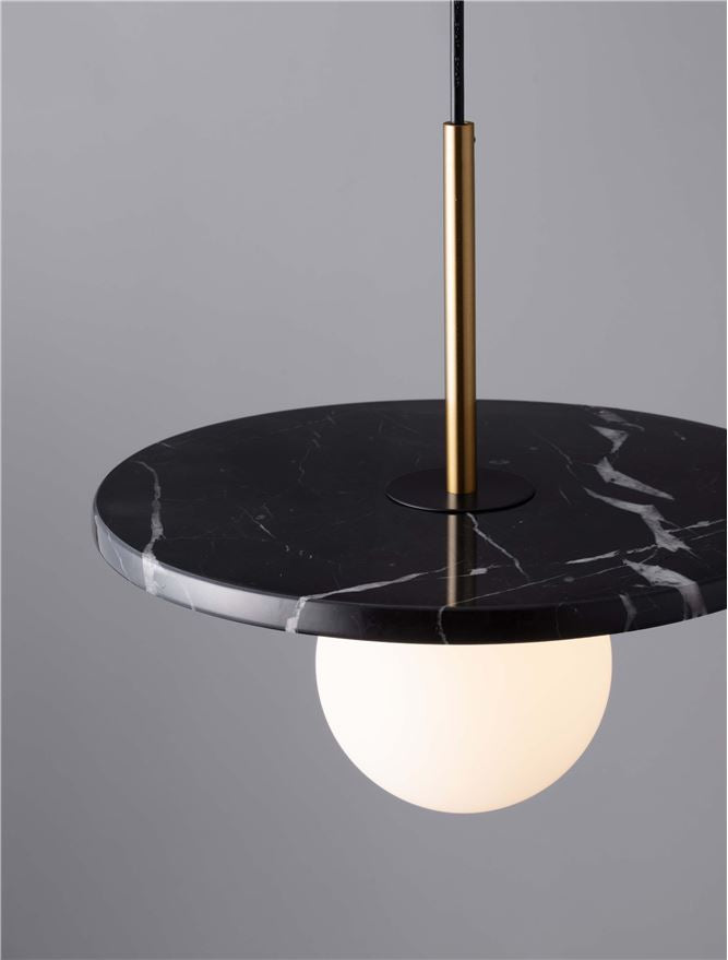 IDO Black Marble & Opal Glass Pendant - ID 14112