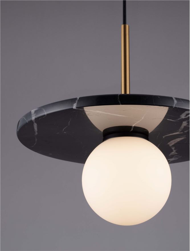 IDO Black Marble & Opal Glass Pendant - ID 14112