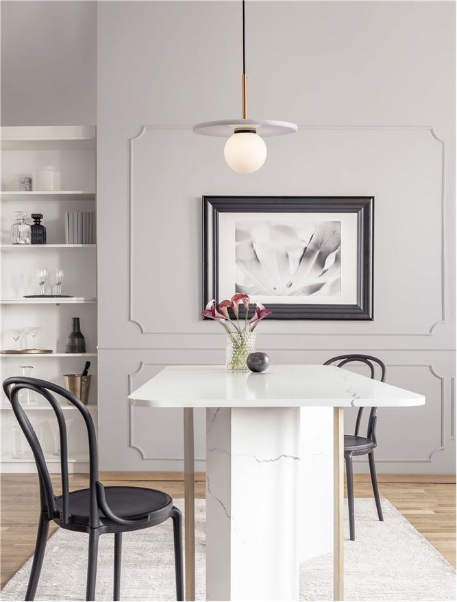 IDO White Marble & Opal Glass Pendant - ID 14113