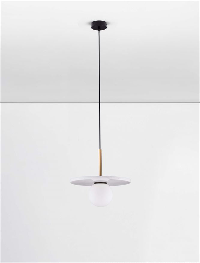 IDO White Marble & Opal Glass Pendant - ID 14113