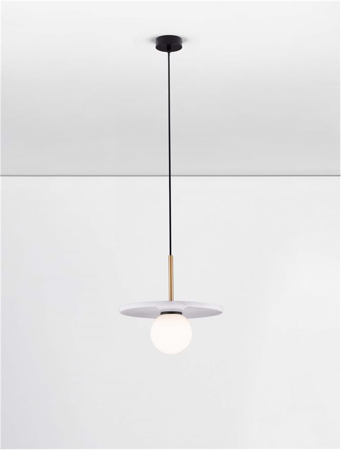 IDO White Marble & Opal Glass Pendant - ID 14113