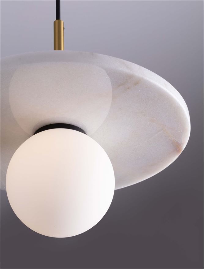 IDO White Marble & Opal Glass Pendant - ID 14113