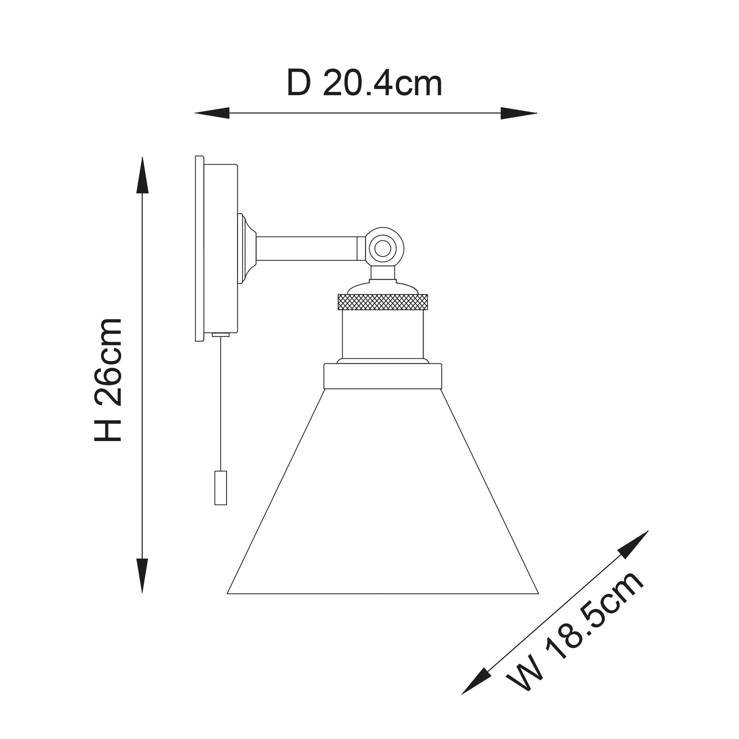 Chrome Bathroom Wall Light with Glass Cone Shade - ID 14348