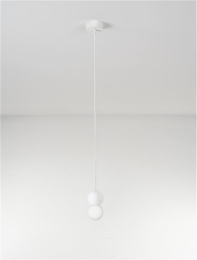 ZER Sandy White Gypsum & Opal Glass Twin Sphere Pendant - ID 14132