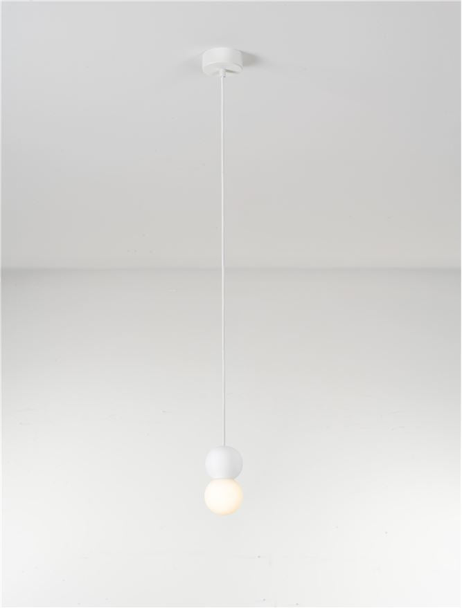 ZER Sandy White Gypsum & Opal Glass Twin Sphere Pendant - ID 14132