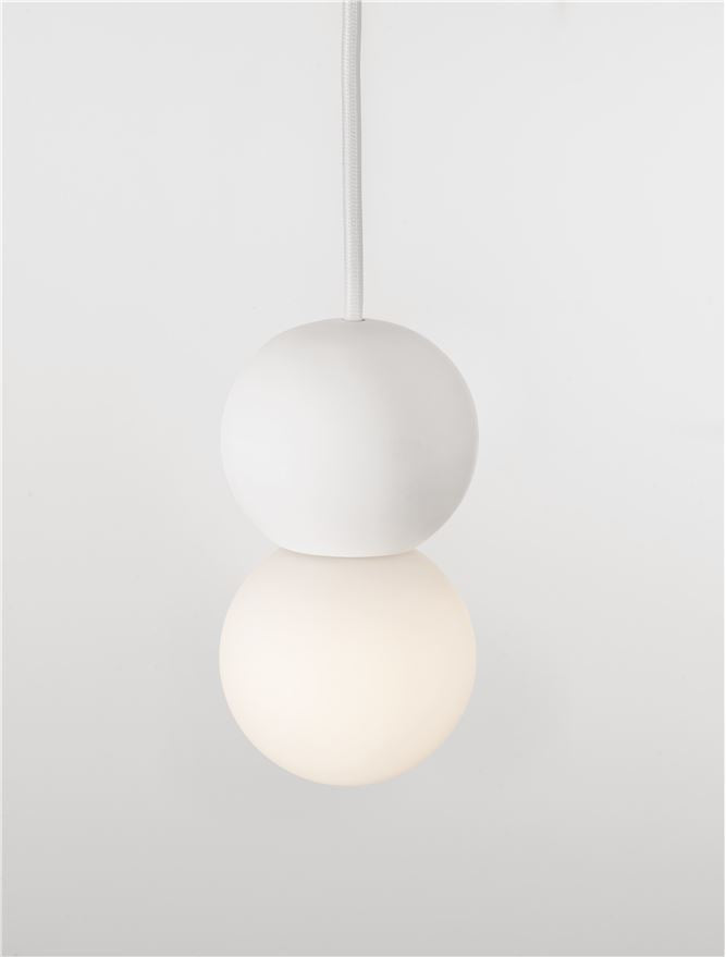 ZER Sandy White Gypsum & Opal Glass Twin Sphere Pendant - ID 14132