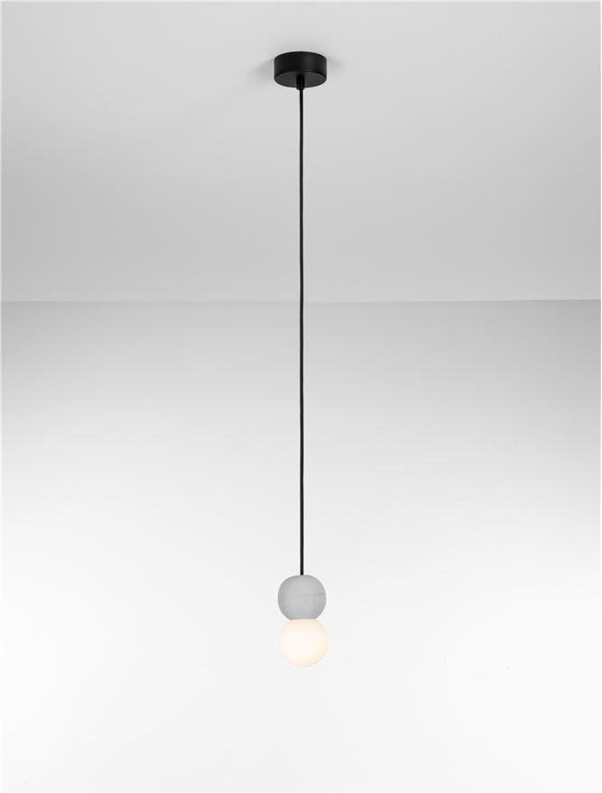 ZER Grey Concrete & Opal Glass Twin Sphere Pendant - ID 14133