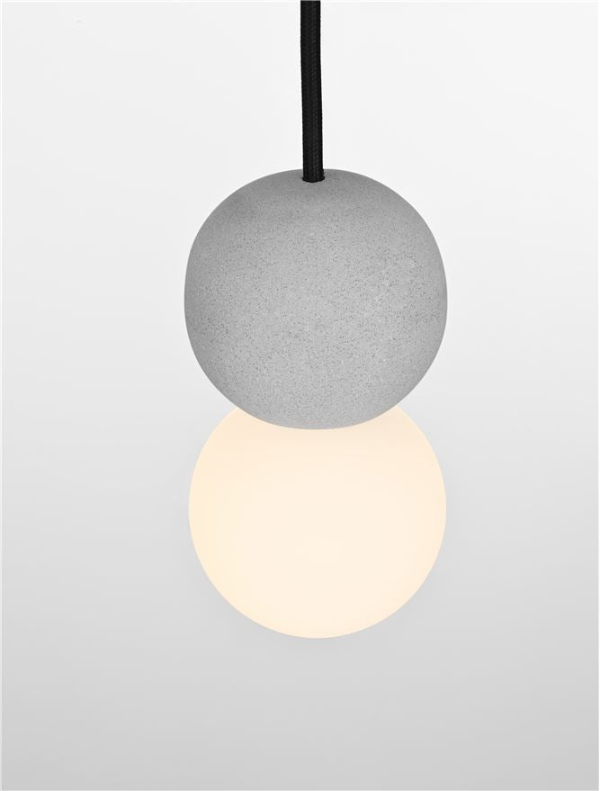 ZER Grey Concrete & Opal Glass Twin Sphere Pendant - ID 14133