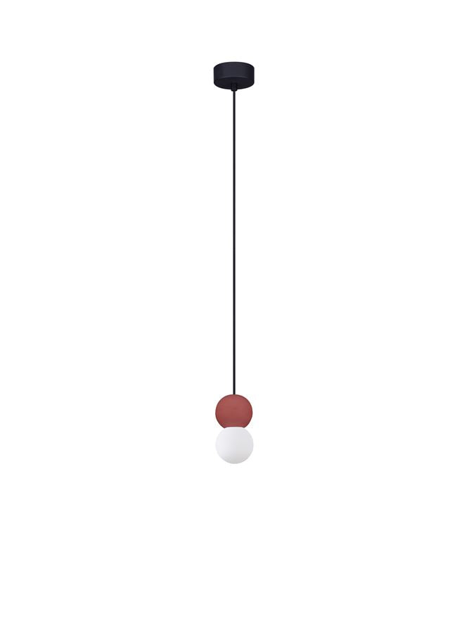 ZER Red Concrete & Opal Glass Twin Sphere Pendant - ID 14134