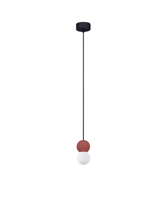 ZER Red Concrete & Opal Glass Twin Sphere Pendant - ID 14134