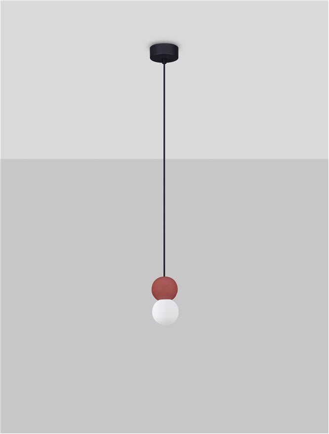 ZER Red Concrete & Opal Glass Twin Sphere Pendant - ID 14134