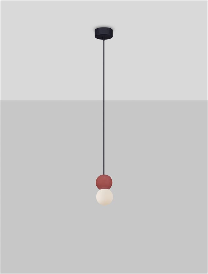 ZER Red Concrete & Opal Glass Twin Sphere Pendant - ID 14134