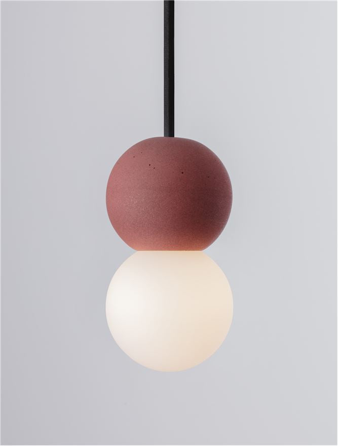 ZER Red Concrete & Opal Glass Twin Sphere Pendant - ID 14134
