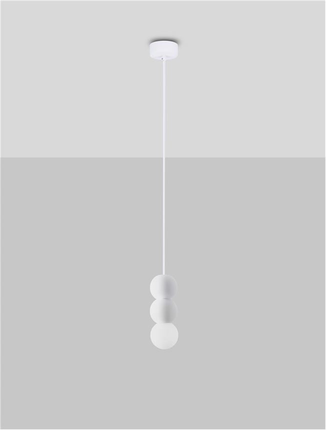 ZER Sandy White Gypsum & Opal Glass Triple Sphere Pendant - ID 14135