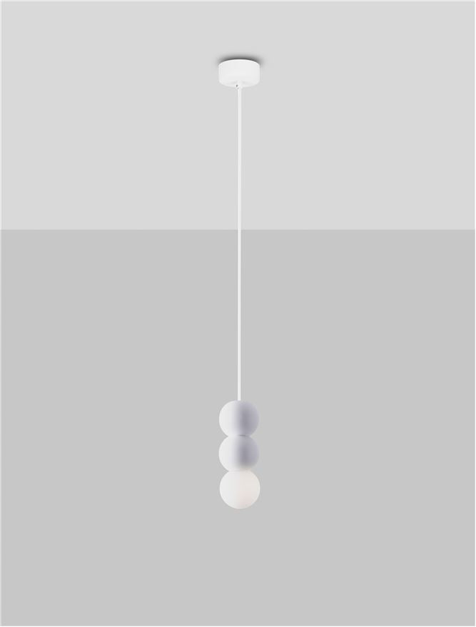 ZER Sandy White Gypsum & Opal Glass Triple Sphere Pendant - ID 14135