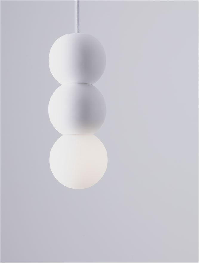 ZER Sandy White Gypsum & Opal Glass Triple Sphere Pendant - ID 14135