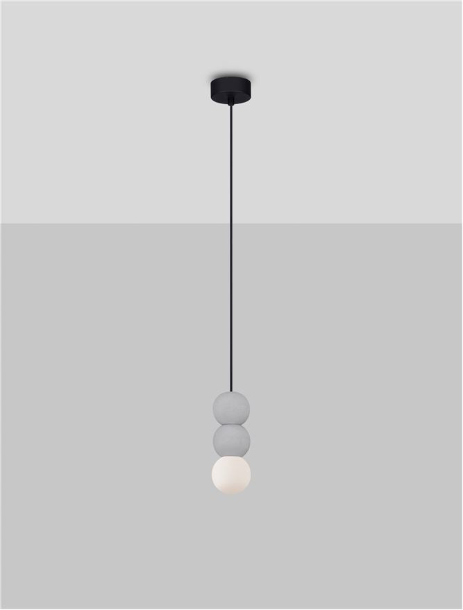 ZER Grey Concrete & Opal Glass Triple Sphere Pendant - ID 14138