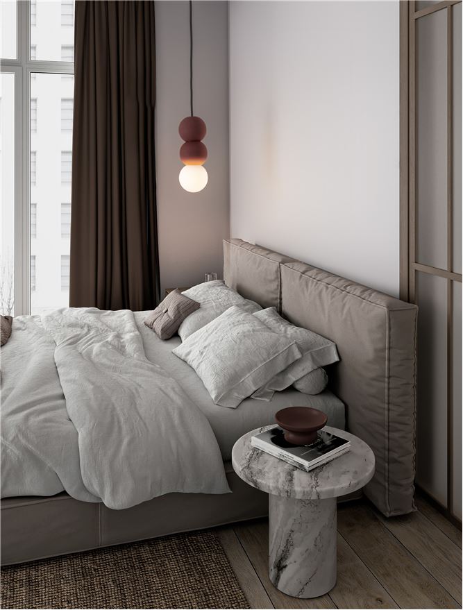 ZER Red Concrete & Opal Glass Triple Sphere Pendant - ID 14139