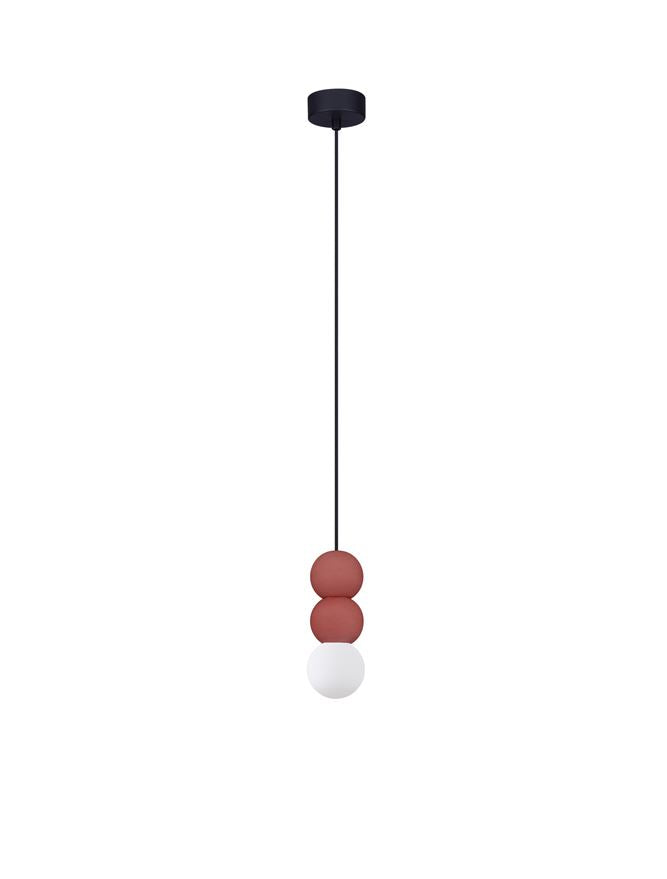 ZER Red Concrete & Opal Glass Triple Sphere Pendant - ID 14139
