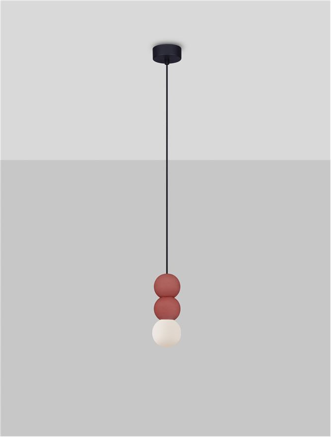 ZER Red Concrete & Opal Glass Triple Sphere Pendant - ID 14139