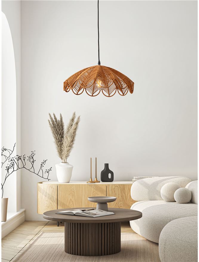 FLA Natural Honey Rattan Single Pendant - ID 14627