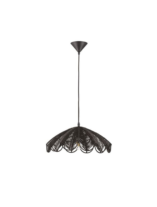 FLA Natural Black Rattan Single Pendant in Black - ID 14628