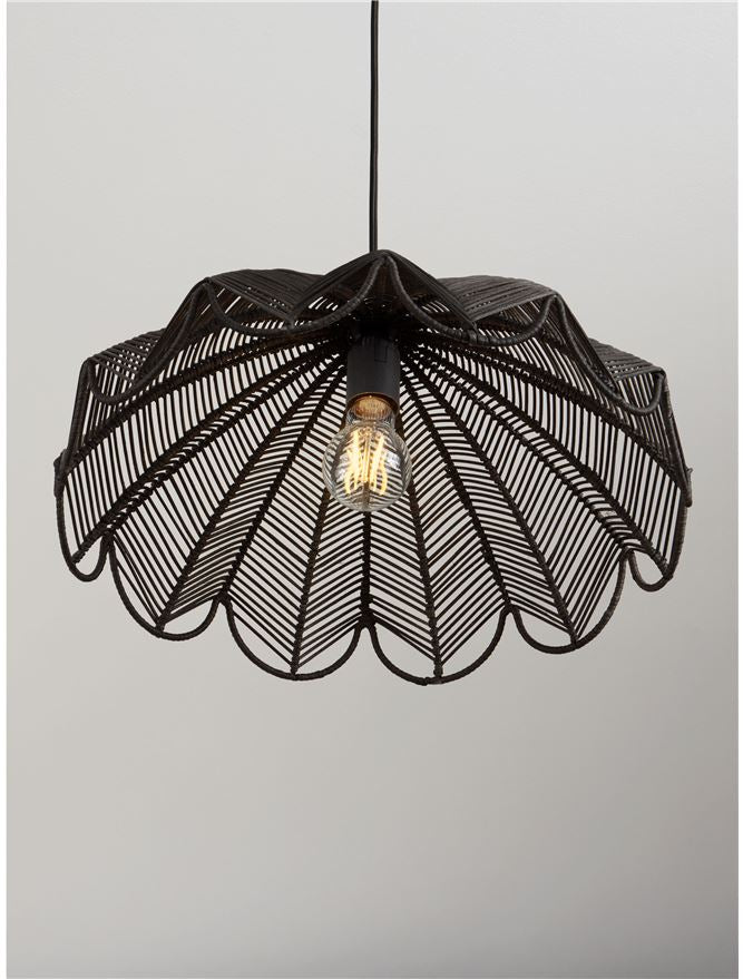 FLA Natural Black Rattan Single Pendant in Black - ID 14628