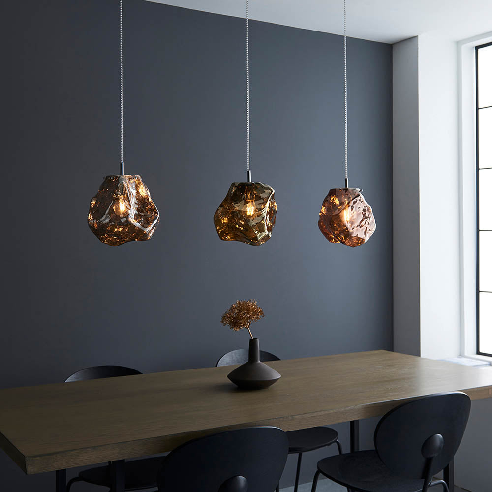ROC Metallic Chrome & Glass Pendant - ID 13672
