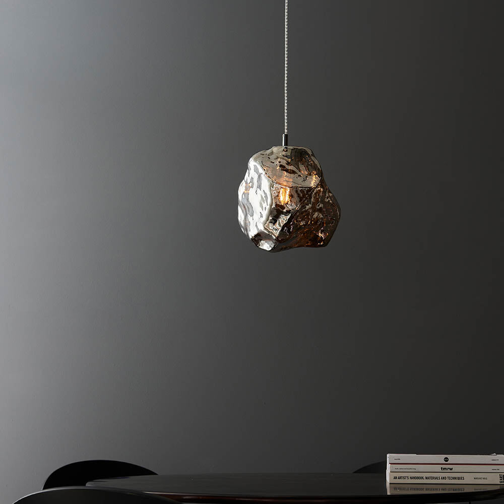 ROC Metallic Chrome & Glass Pendant - ID 13672