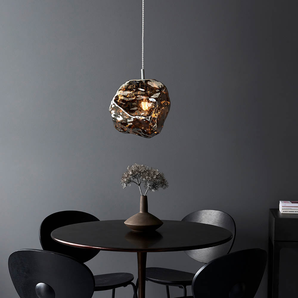 ROC Metallic Chrome & Glass Pendant - ID 13672