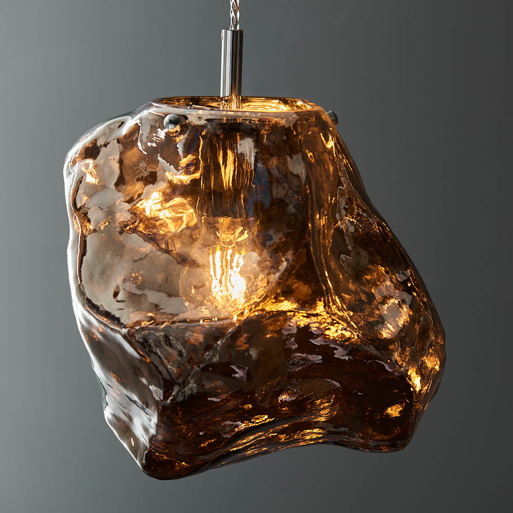 ROC Metallic Chrome & Glass Pendant - ID 13672
