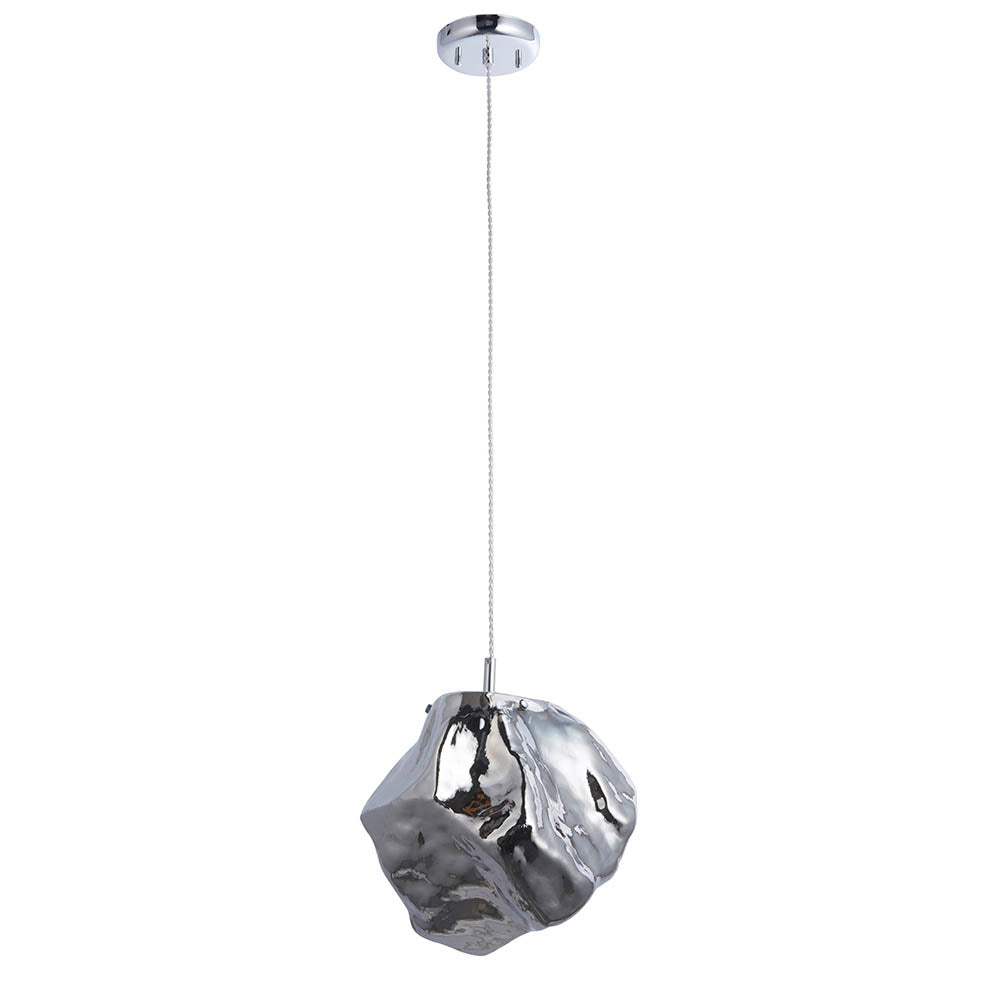 ROC Metallic Chrome & Glass Pendant - ID 13672