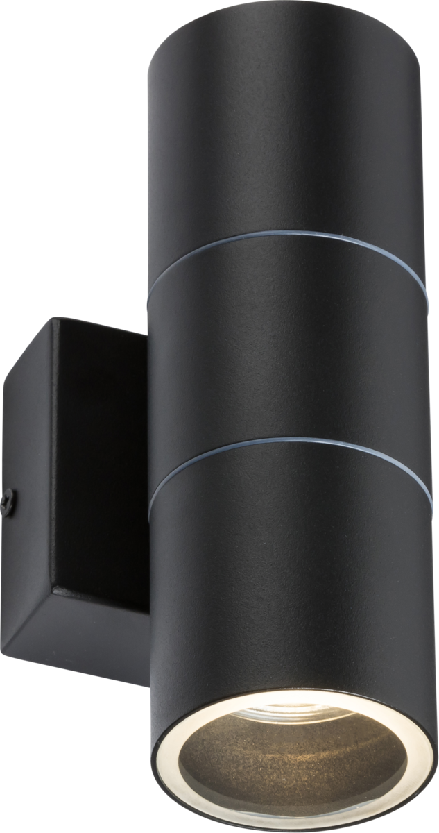 Exterior Up & Down 2xGU10 Wall Light Matt Black IP54 - ID 11608