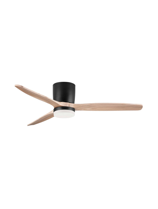 LOA 132cm Sandy Black Metal & Natural Wood LED Ceiling Fan - ID 14942
