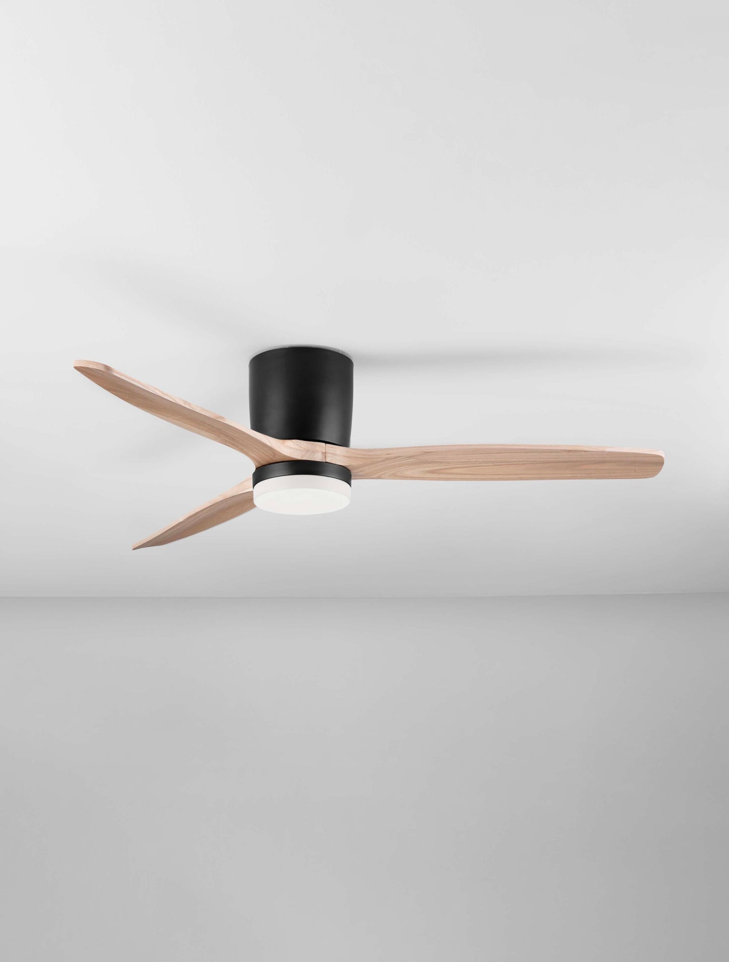 LOA 132cm Sandy Black Metal & Natural Wood LED Ceiling Fan - ID 14942