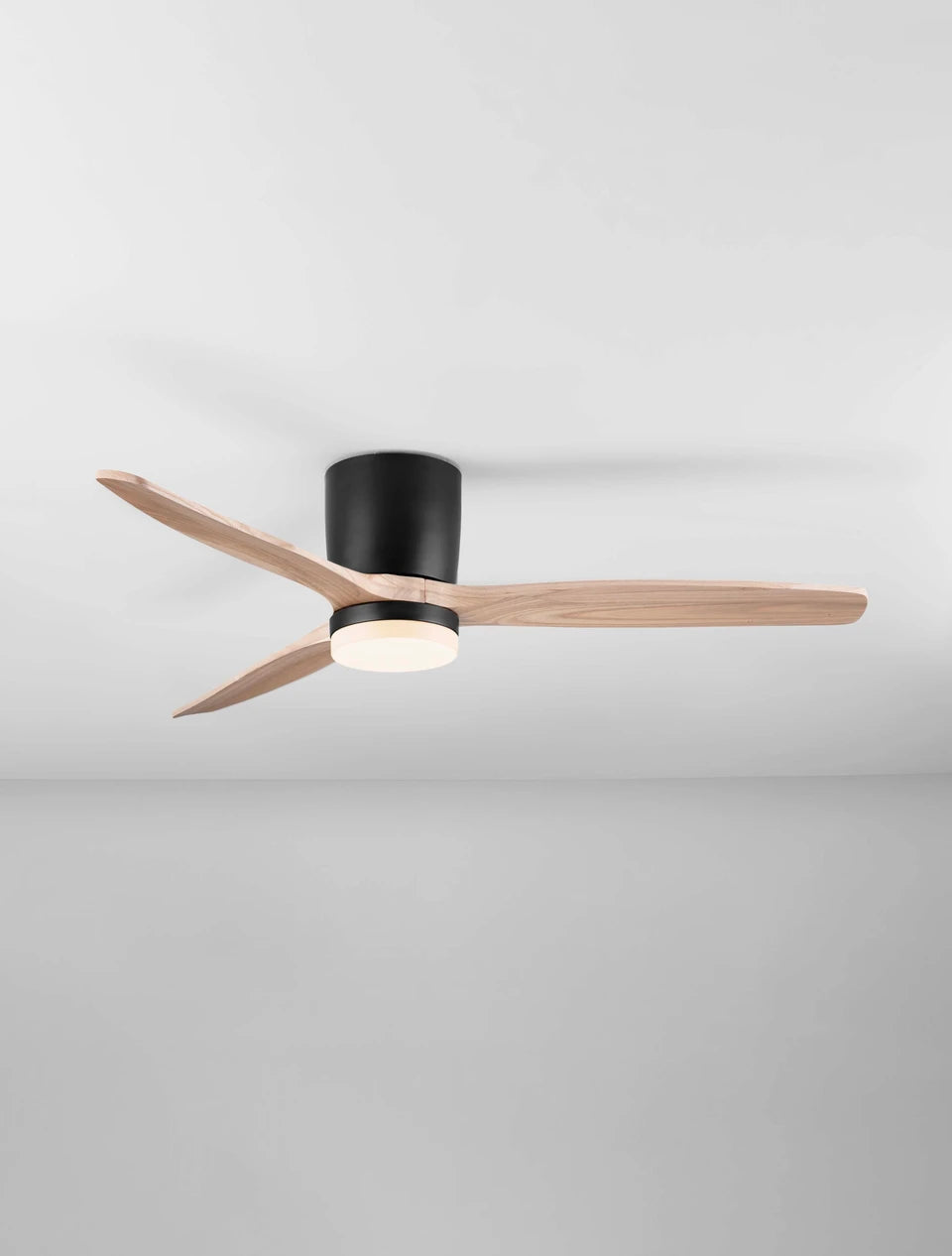 LOA 132cm Sandy Black Metal & Natural Wood LED Ceiling Fan - ID 14942
