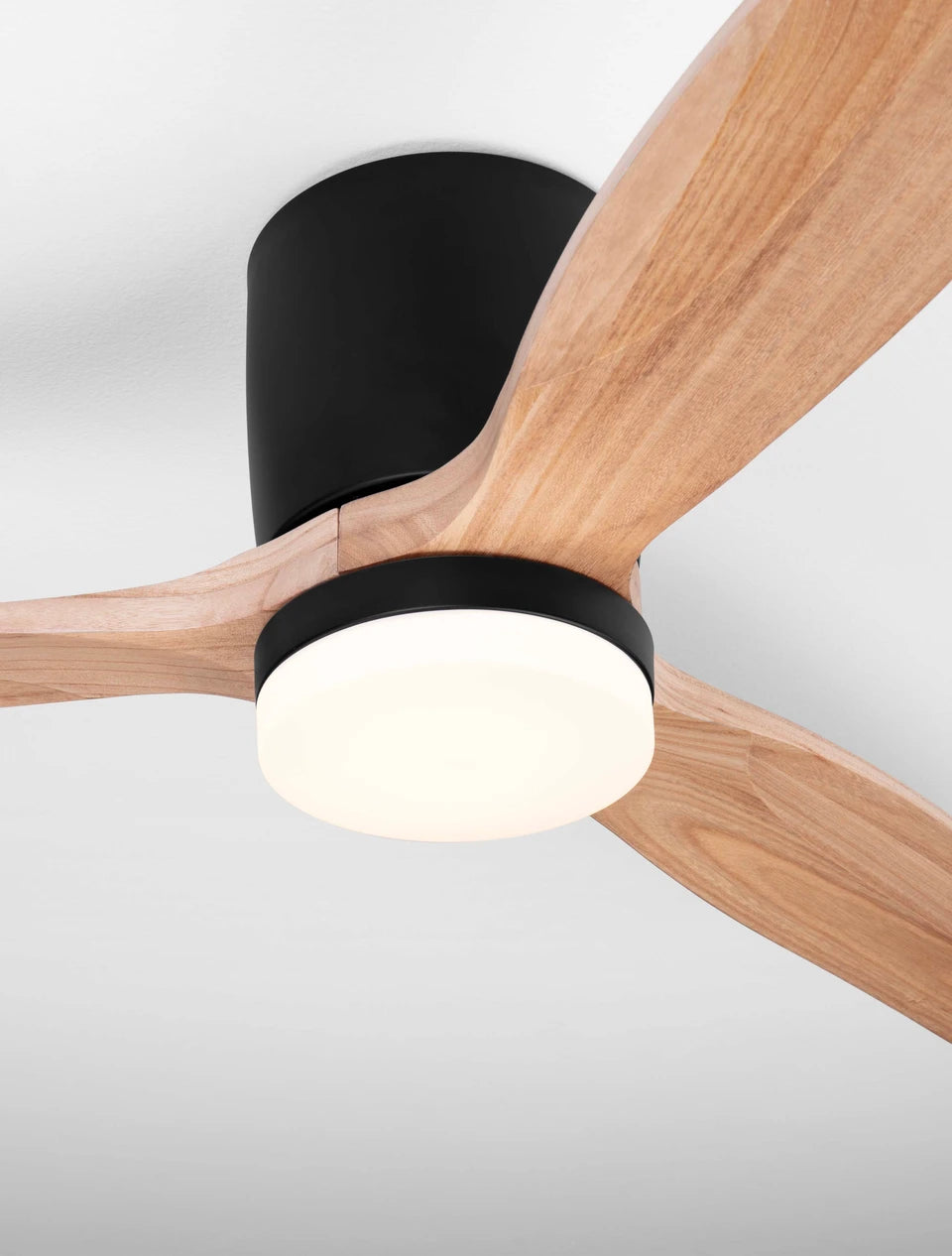 LOA 132cm Sandy Black Metal & Natural Wood LED Ceiling Fan - ID 14942