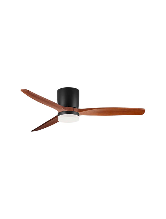 LOA 132cm Sandy Black Metal & Dark Wood LED Ceiling Fan - ID 14941