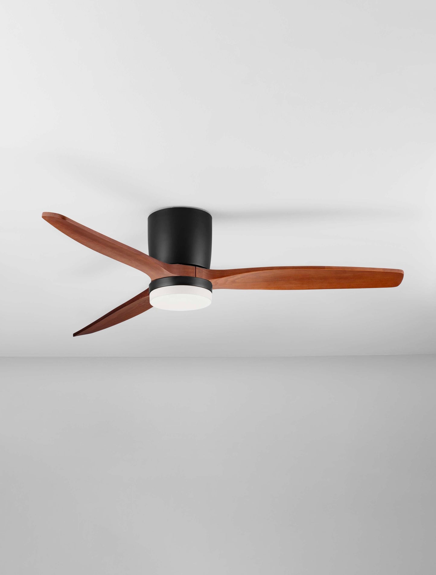 LOA 132cm Sandy Black Metal & Dark Wood LED Ceiling Fan - ID 14941