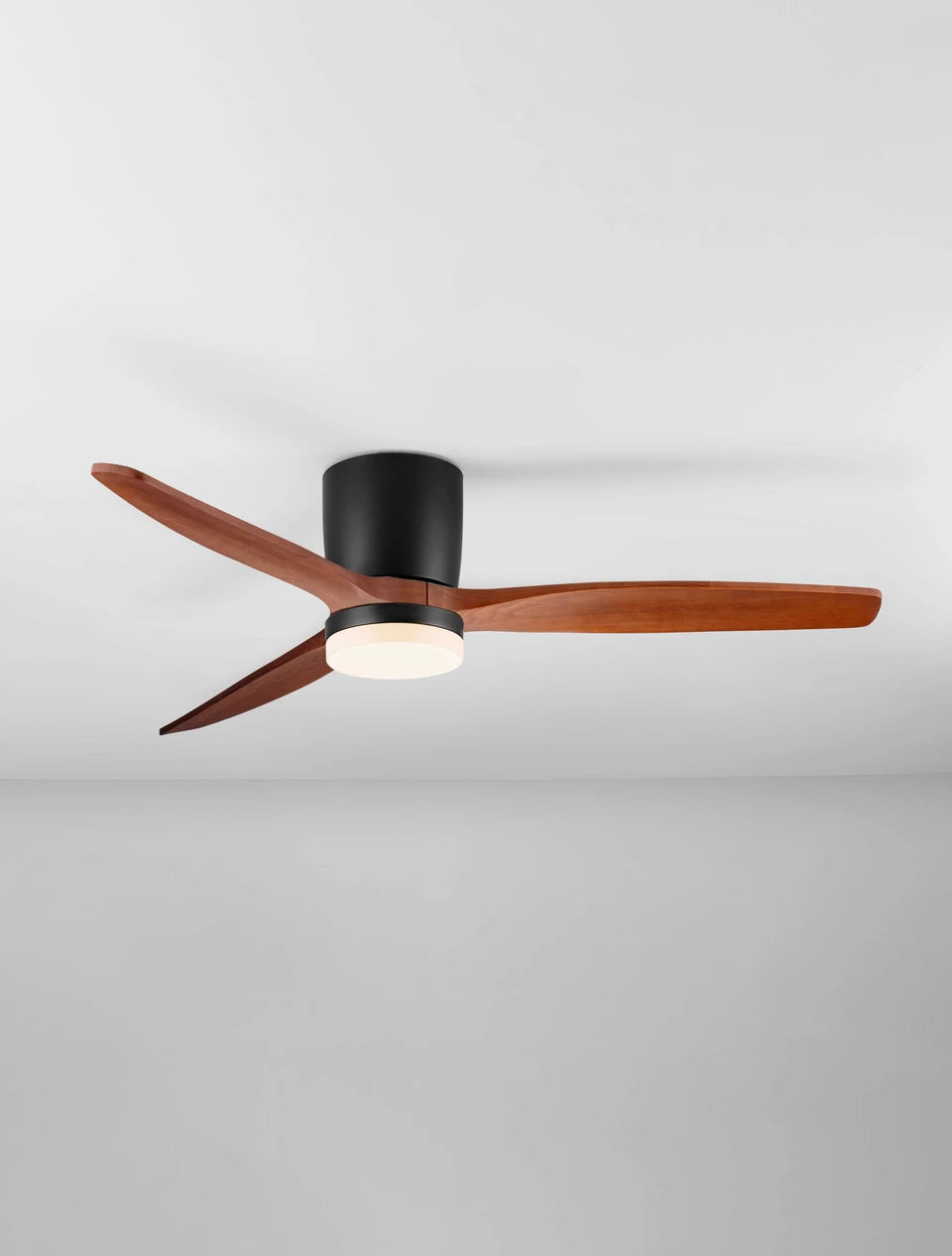 LOA 132cm Sandy Black Metal & Dark Wood LED Ceiling Fan - ID 14941