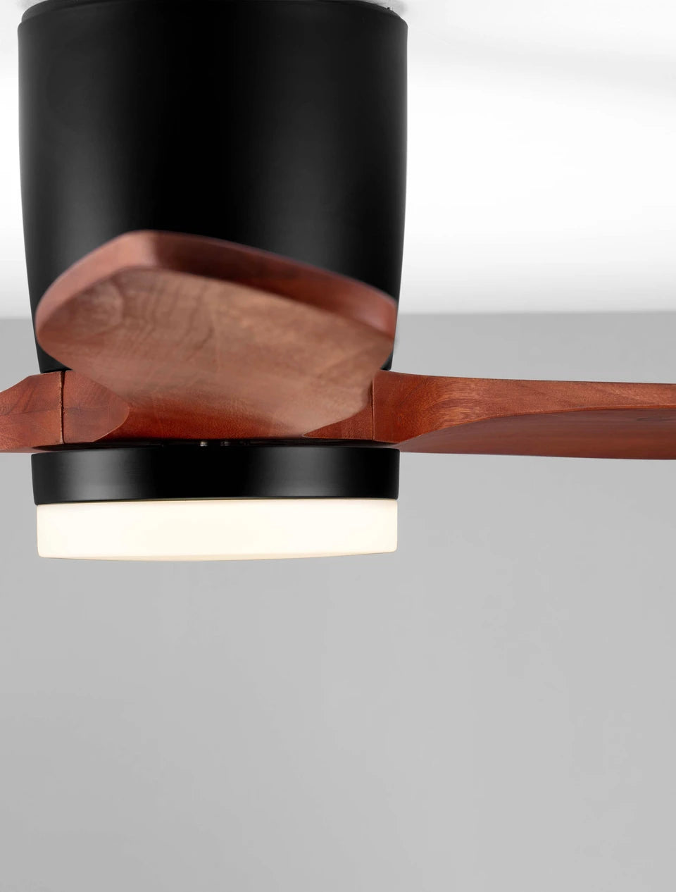 LOA 132cm Sandy Black Metal & Dark Wood LED Ceiling Fan - ID 14941