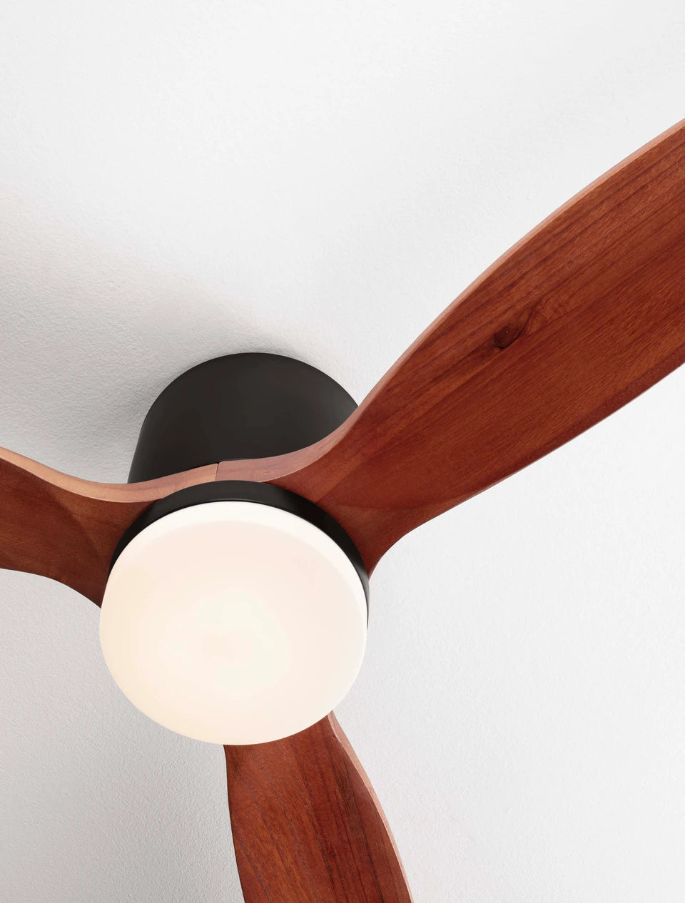 LOA 132cm Sandy Black Metal & Dark Wood LED Ceiling Fan - ID 14941