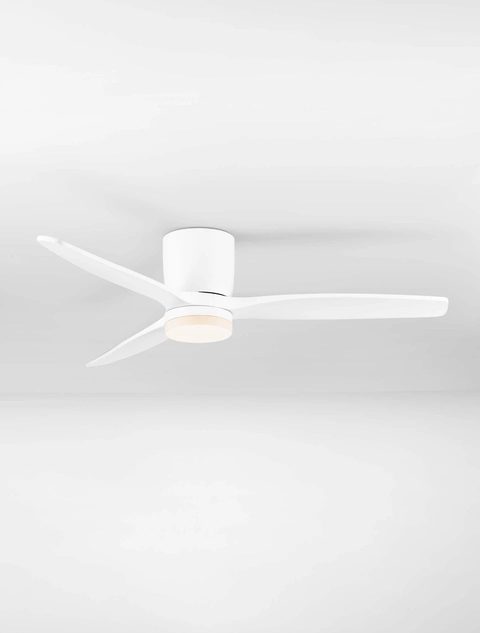 LOA 132cm Sandy White Metal & White Wood LED Ceiling Fan - ID 14938