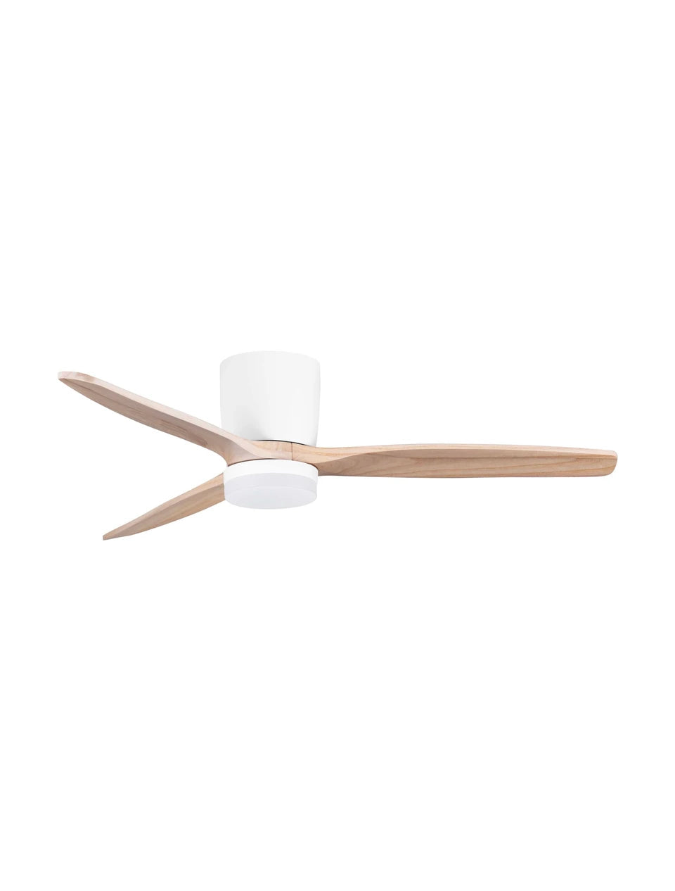 LOA 132cm Sandy White Metal & Natural Wood LED Ceiling Fan - ID 14939