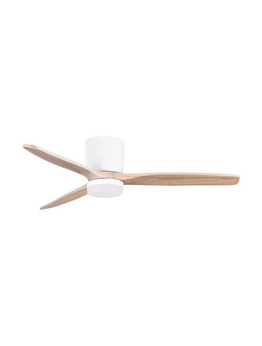 LOA 132cm Sandy White Metal & Natural Wood LED Ceiling Fan - ID 14939