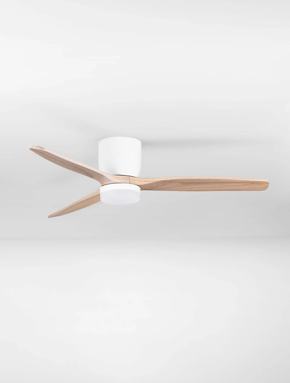 LOA 132cm Sandy White Metal & Natural Wood LED Ceiling Fan - ID 14939