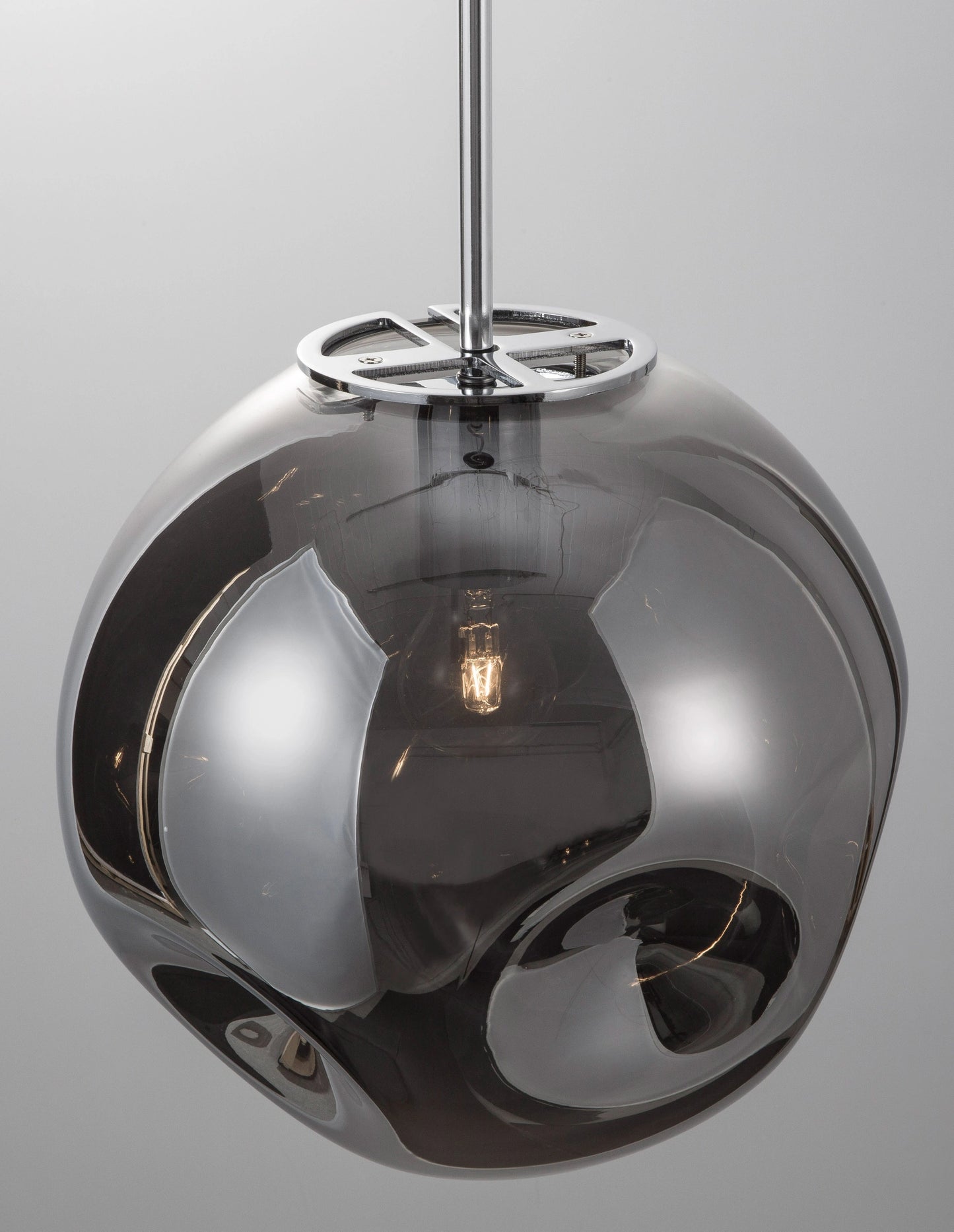 AYA Smoked Metallic Grey Dimpled Glass Single Pendant - ID 14826